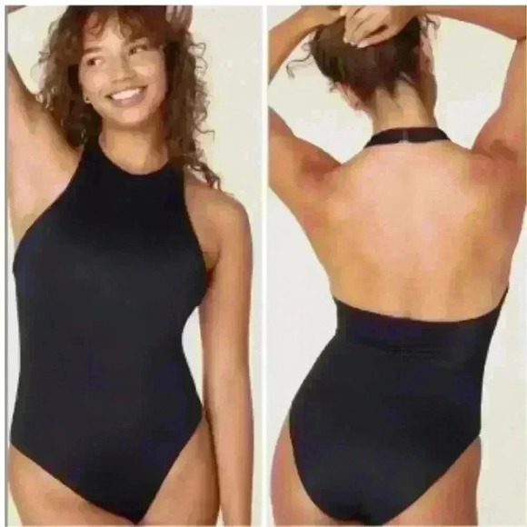 Andie Swim The Luzon One Piece Blue Halter Neck Bathing Suit - Picture 2 of 5